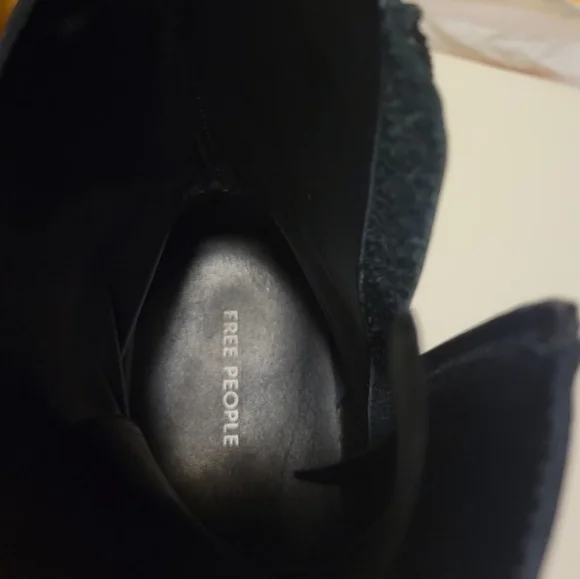 Free People Black Leather Lace Up Ankle Boots Size 9 - Picture 7 of 8